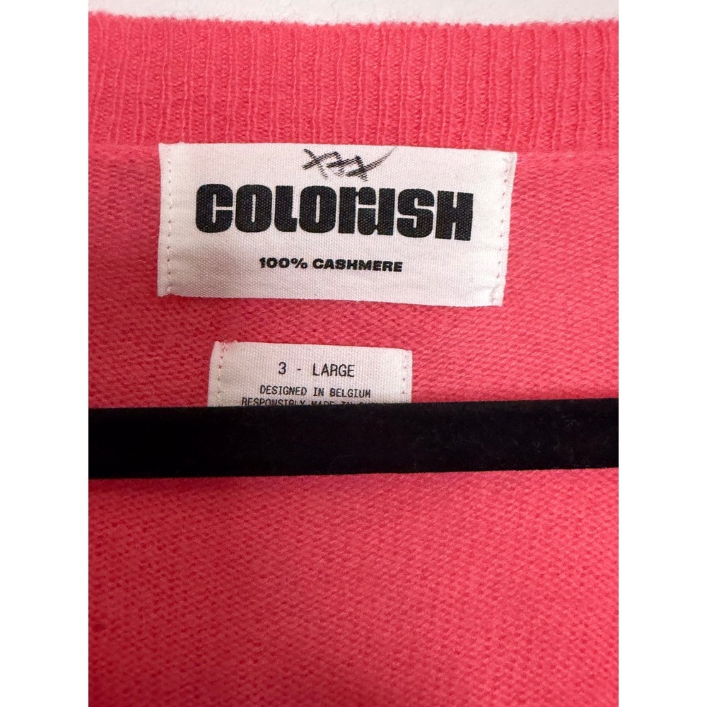 Colorish Women's Hot Pink 100% Cashmere V-Neck Sweater Large - Picture 3 of 5